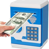 Pusculita, jucarie interactiva tip seif pentru copii albastru