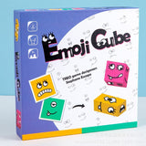 Puzzle interactiv si educativ, cub din lemn, 6in1, blocuri de constructii, carti de joc, pentru copii, cu 6 laturi, expresii emoji, montessori - BUZ.RO