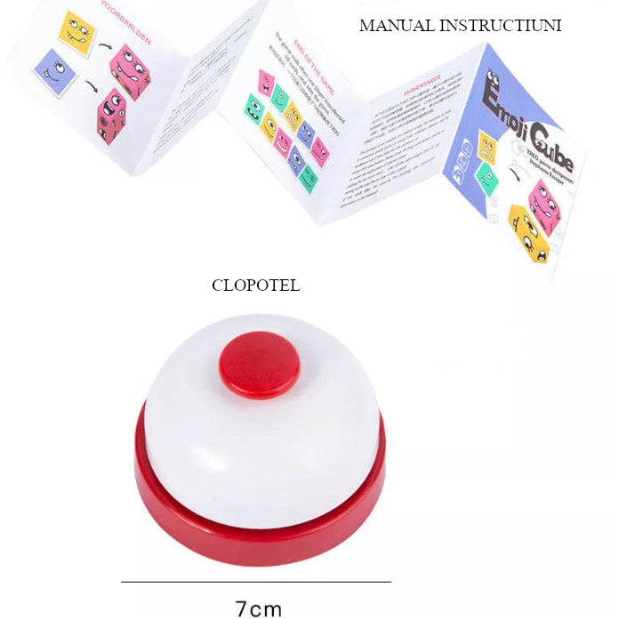 Puzzle interactiv si educativ, cub din lemn, 6in1, blocuri de constructii, carti de joc, pentru copii, cu 6 laturi, expresii emoji, montessori