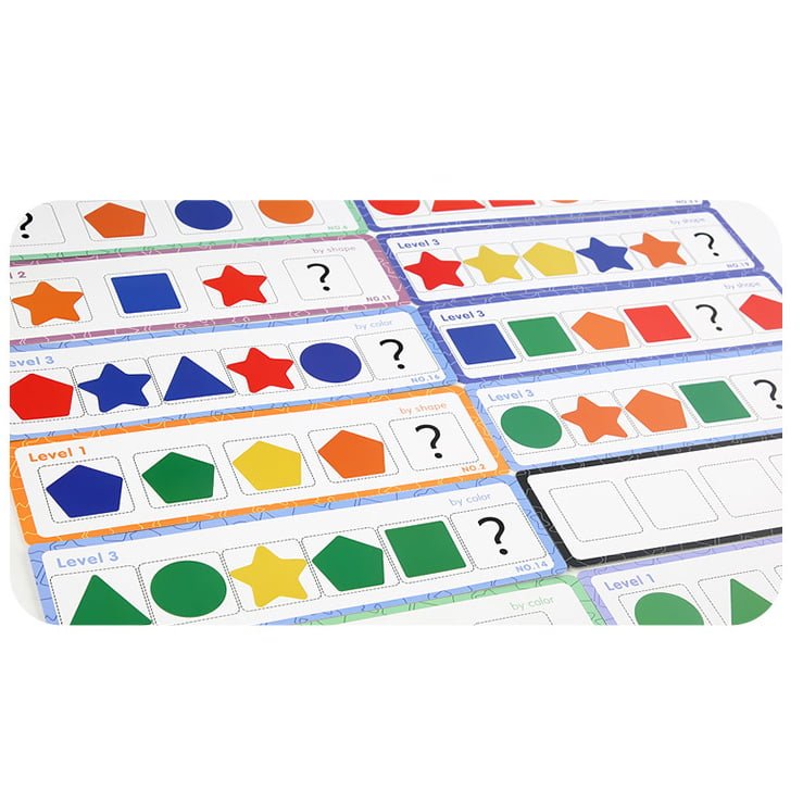 Puzzle Montessori potrivire forme si culori, 35 piese din lemn natural eco, 5 coloane de sortare a culorilor - BUZ.RO