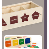 Puzzle Montessori potrivire forme si culori, 35 piese din lemn natural eco, 5 coloane de sortare a culorilor - BUZ.RO