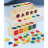 Puzzle Montessori potrivire forme si culori, 35 piese din lemn natural eco, 5 coloane de sortare a culorilor - BUZ.RO