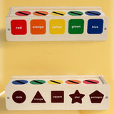 Puzzle Montessori potrivire forme si culori, 35 piese din lemn natural eco, 5 coloane de sortare a culorilor - BUZ.RO