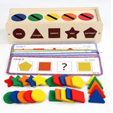 Puzzle Montessori potrivire forme si culori, 35 piese din lemn natural eco, 5 coloane de sortare a culorilor - BUZ.RO
