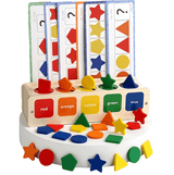 Puzzle Montessori potrivire forme si culori, 35 piese din lemn natural eco, 5 coloane de sortare a culorilor - BUZ.RO