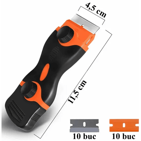 Racleta Plita, Cuptor și Sticla – Oțel Inoxidabil + Plastic, cu Lame de Schimb - BUZ.RO