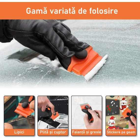 Racleta Plita, Cuptor și Sticla – Oțel Inoxidabil + Plastic, cu Lame de Schimb - BUZ.RO