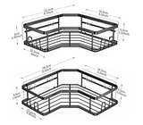 Raft de dus tip etajera colt organizator baie, din otel inoxidabil, set 2 buc, negru