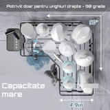 Raft de dus, tip etajera colt, organizator baie, etajera baie, coltar, din otel inoxidabil, set 2 buc