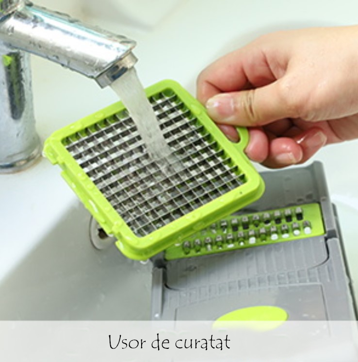 Razatoare multifunctionala, legume, fructe, 9 piese, lame inox, maner protectie