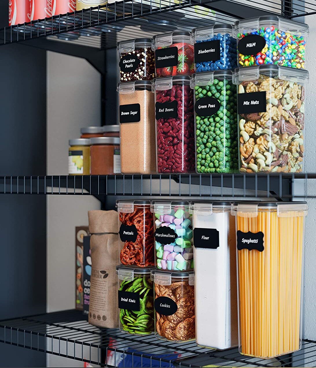 Recipiente depozitare alimente, sigure pentru masina de spalat vase, cuptorul cu microunde si congelator, plastic fara BPA, set 7 - BUZ.RO