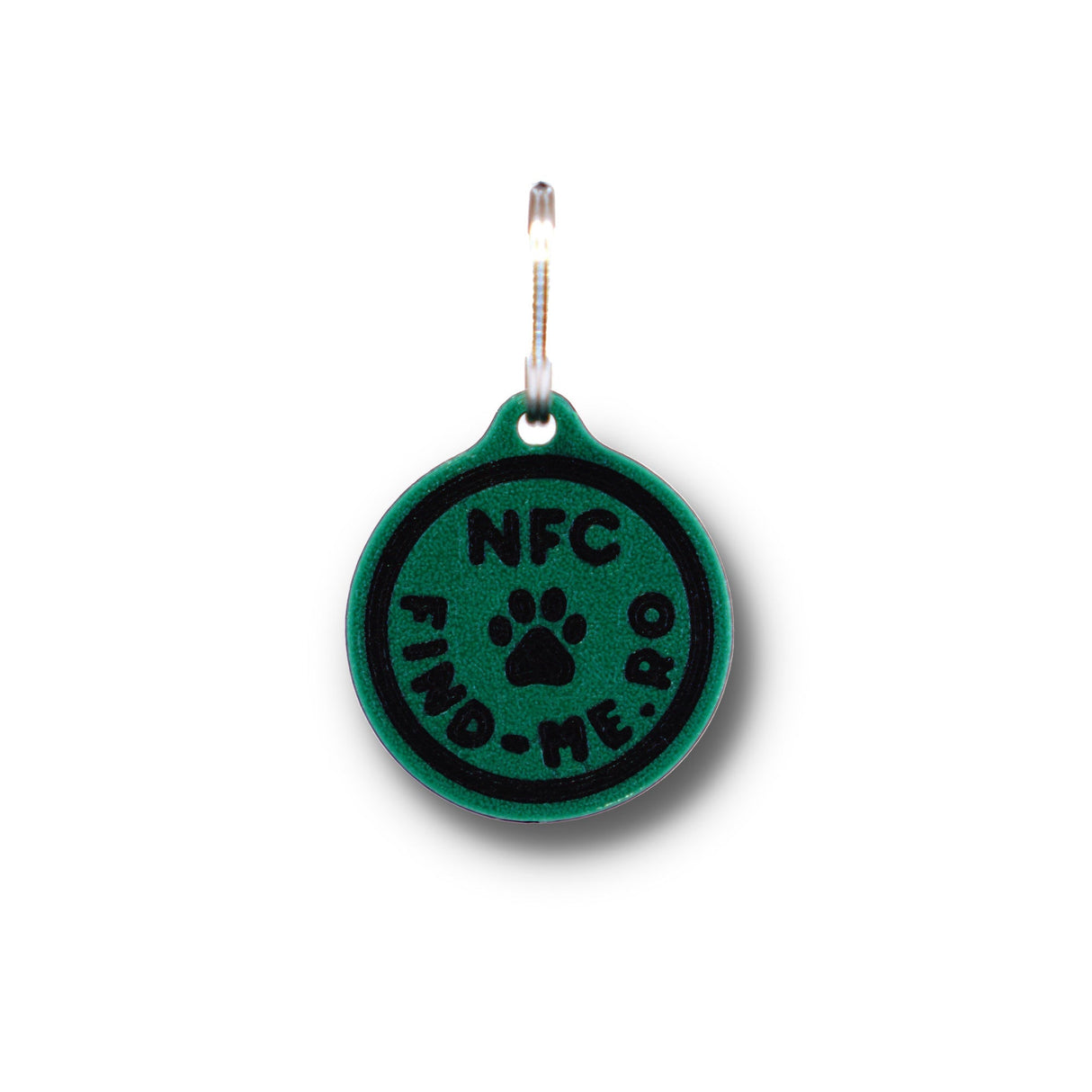Medalion inteligent NFC Find-Me verde pentru caini si pisici