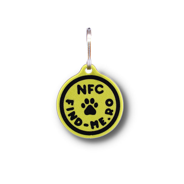 Medalion inteligent NFC Find-Me galben pentru caini si pisici