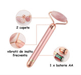 Rola Masaj Facial Electrică din Jad Roz – Lifting, Detoxifiere, Fermitate