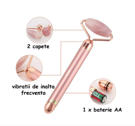 Rola Masaj Facial Electrică din Jad Roz – Lifting, Detoxifiere, Fermitate - BUZ.RO