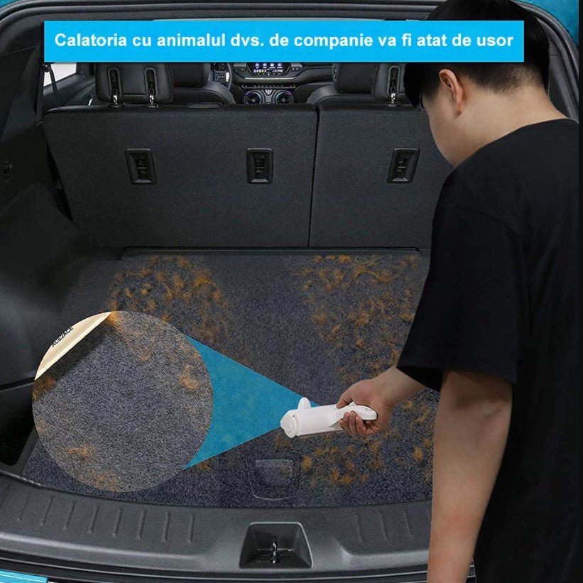 Rola scame, perie curatare par animale, bidirectionala, albastra - BUZ.RO