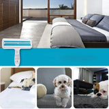 Rola scame, perie curatare par animale, bidirectionala, albastra - BUZ.RO