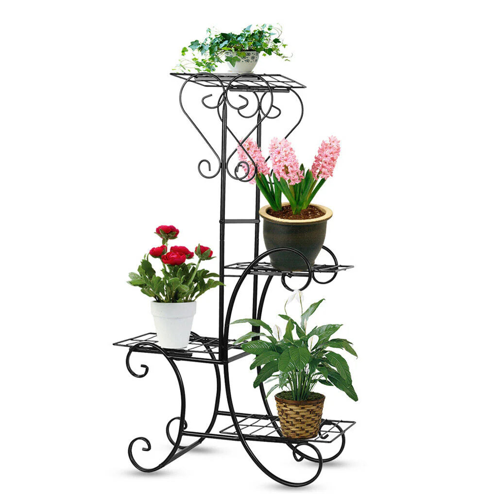 Suport flori metalic, suport plante  cu ghiveci,   
4 etajere separate, 87X50X25 cm, culoare alba
