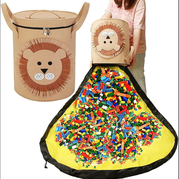 Sac 2in1 multifunctional, pentru depozitare si transport jucarii, diametru 150 cm, model leu