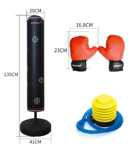 Sac de box copii, manusi incluse, inaltime ajustabila, picior metalic, pompa inclusa, suport cu apa sau nisip JU-41