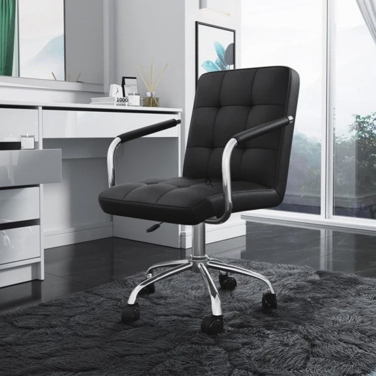 Scaun birou, cu roti, inaltime reglabila intre 43-53 cm, 103x42cm, negru