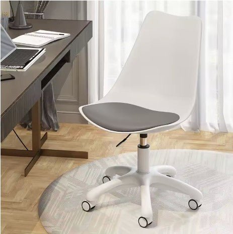 Scaun birou ergonomic, cu roti și inaltime reglabila, pentru adulti si copii, cosmetica, coafor, alb - BUZ.RO