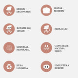 Scaun birou, modern, catifea, elegant, ergonomic, rotativ, inaltime reglabila intre 37 - 47 cm - BUZ.RO