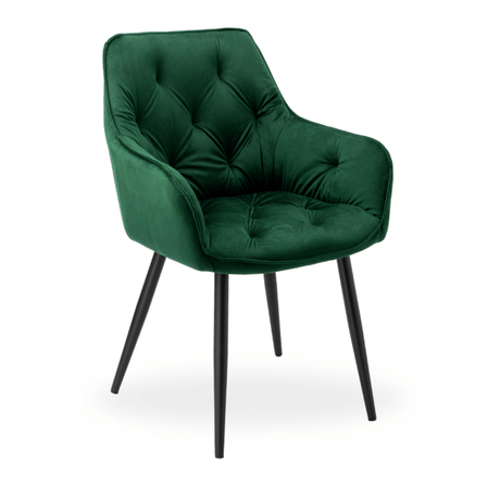 Scaun bucatarie, scaun bar, scaun dining, scaun tapitat, cadru metalic, perna burete, elegant, ergonomic, verde - BUZ.RO