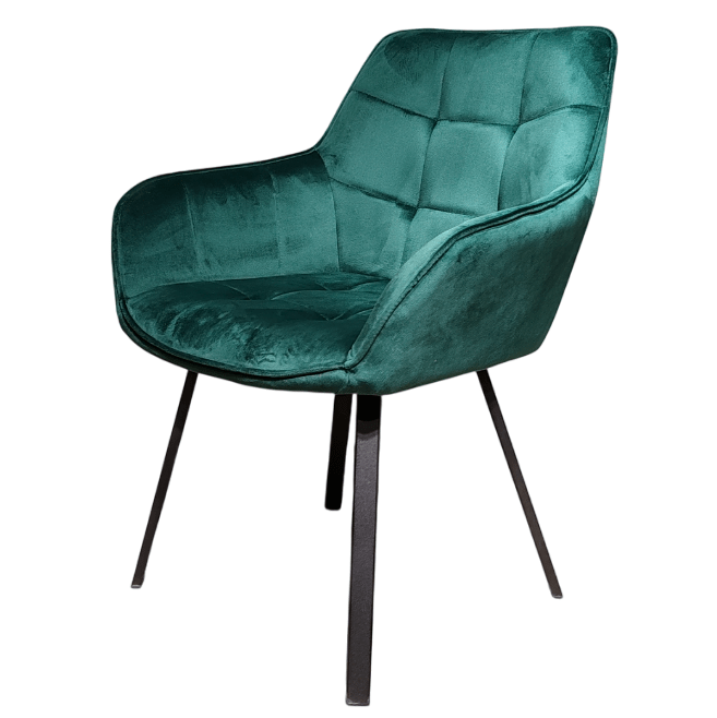 Scaun bucatarie, scaun bar, scaun dining, scaun tapitat, cadru metalic, perna burete, elegant, ergonomic, verde - BUZ.RO