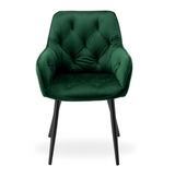 Scaun bucatarie, scaun bar, scaun dining, scaun tapitat, cadru metalic, perna burete, elegant, ergonomic, verde - BUZ.RO