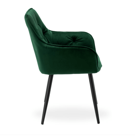 Scaun bucatarie, scaun bar, scaun dining, scaun tapitat, cadru metalic, perna burete, elegant, ergonomic, verde - BUZ.RO