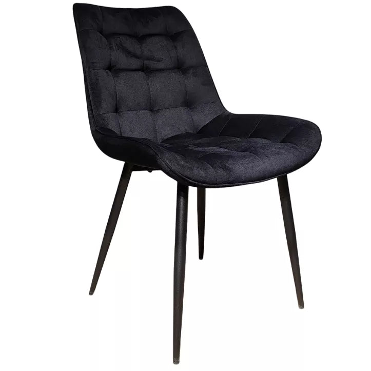 Scaun catifea, scaun bucatarie, scaun bar, scaun dining, scaun tapitat, cadru metalic, perna burete, elegant, ergonomic 85.5x 46 cm NEGRU