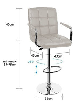 Set scaune salon/bar, reglabil, hidraulic, picior static, alb/negru – design modern