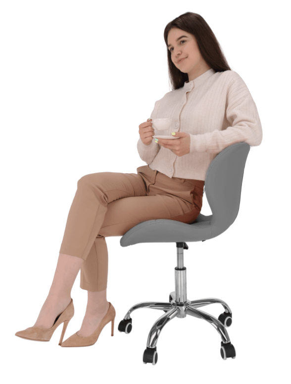Scaun cu roti si inaltime reglabila pentru salon, cosmetica, birou, Gri - BUZ.RO