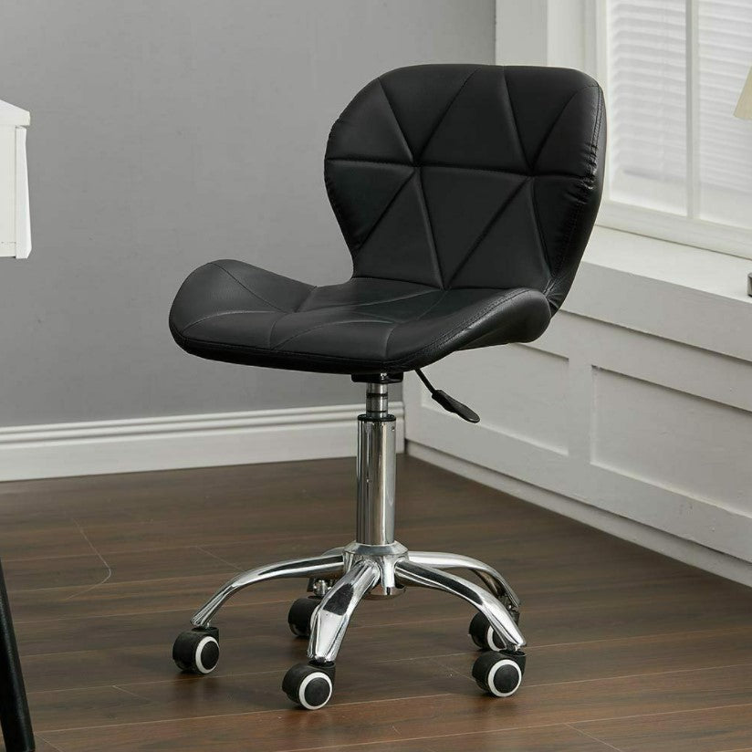 Scaun cu roti si inaltime reglabila pentru salon, cosmetica, birou, Negru/ALB - BUZ.RO