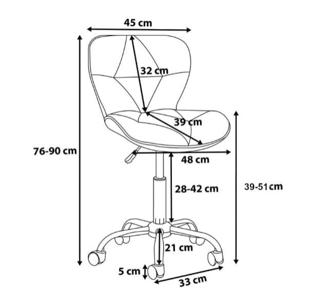 Scaun cu roti si inaltime reglabila pentru salon, cosmetica, birou, Negru/ALB - BUZ.RO