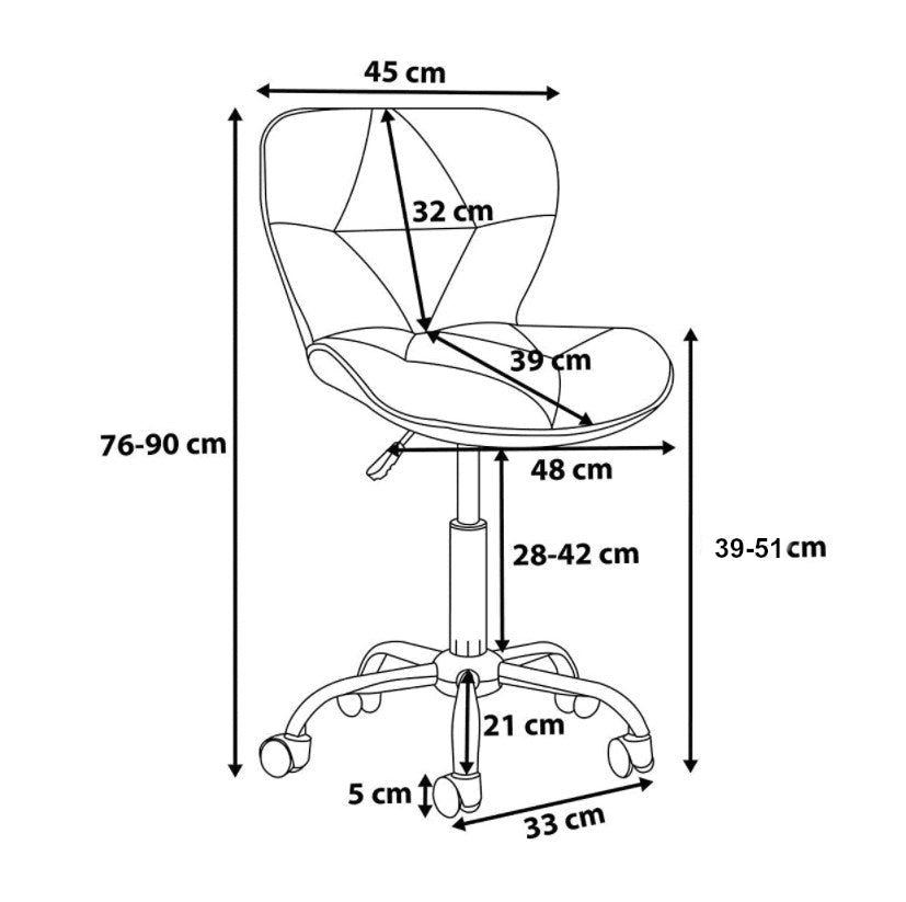 Scaun cu roti si inaltime reglabila pentru salon, cosmetica, birou, Negru/ALB - BUZ.RO