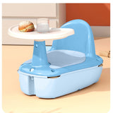 Scaun de baie si tricicleta 2in1 pentru bebe , cu husa antiderapanta, cutie depozitare pe roti, universal, +6 luni, albastru - BUZ.RO