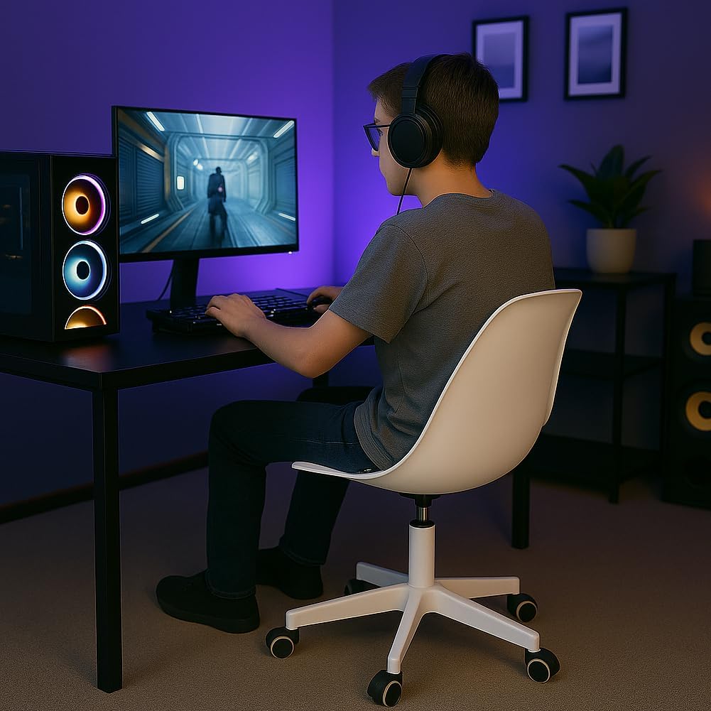 Scaun de birou, modern, cu spatar transparent, inaltime reglabila intre 40 - 50 cm - BUZ.RO