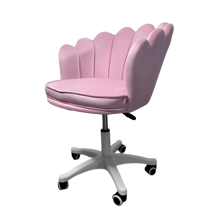 Scaun birou, modern, catifea, elegant, ergonomic, rotativ, inaltime reglabila intre 74-84 cm, roz