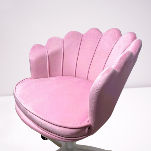 Scaun birou, modern, catifea, elegant, ergonomic, rotativ, inaltime reglabila intre 74-84 cm, roz