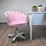 Scaun birou, modern, catifea, elegant, ergonomic, rotativ, inaltime reglabila intre 74-84 cm, roz