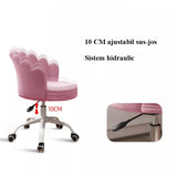 Scaun birou, modern, catifea, elegant, ergonomic, rotativ, inaltime reglabila intre 74-84 cm, roz