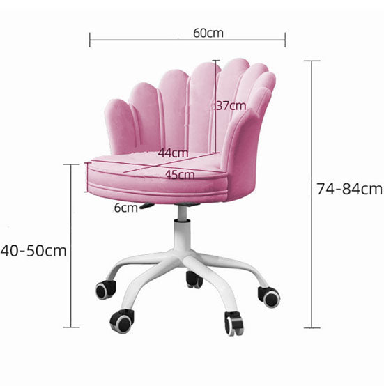Scaun birou, modern, catifea, elegant, ergonomic, rotativ, inaltime reglabila intre 74-84 cm, roz