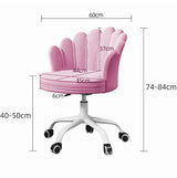Scaun birou, modern, catifea, elegant, ergonomic, rotativ, inaltime reglabila intre 74-84 cm, roz