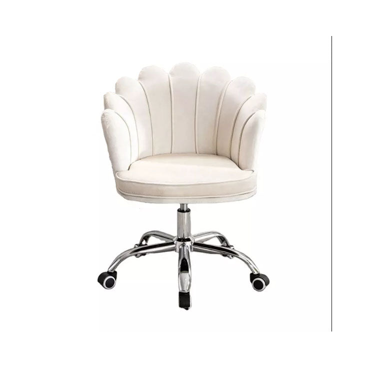 Scaun de birou, modern, din catifea, elegant, ergonomic, rotativ, inaltime reglabila intre 74-84 cm, alb