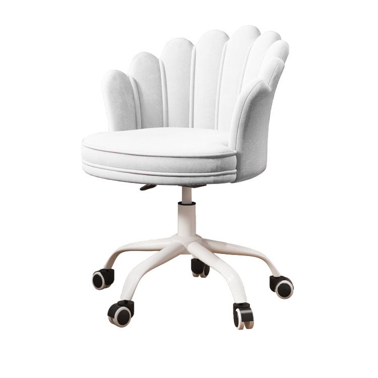 Scaun de birou, modern, din catifea, elegant, ergonomic, rotativ, inaltime reglabila intre 74-84 cm, alb