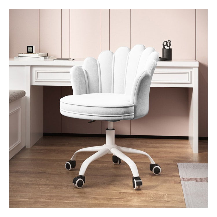 Scaun de birou, modern, din catifea, elegant, ergonomic, rotativ, inaltime reglabila intre 74-84 cm, alb