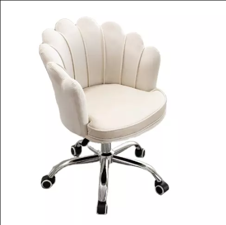Scaun de birou, modern, din catifea, elegant, ergonomic, rotativ, inaltime reglabila intre 74-84 cm, alb