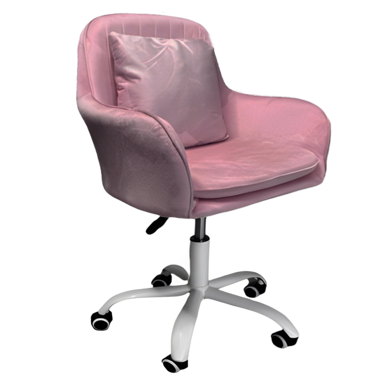 Scaun de birou, modern, din catifea, elegant, rotativ, inaltime reglabila intre 80-90 cm, roz